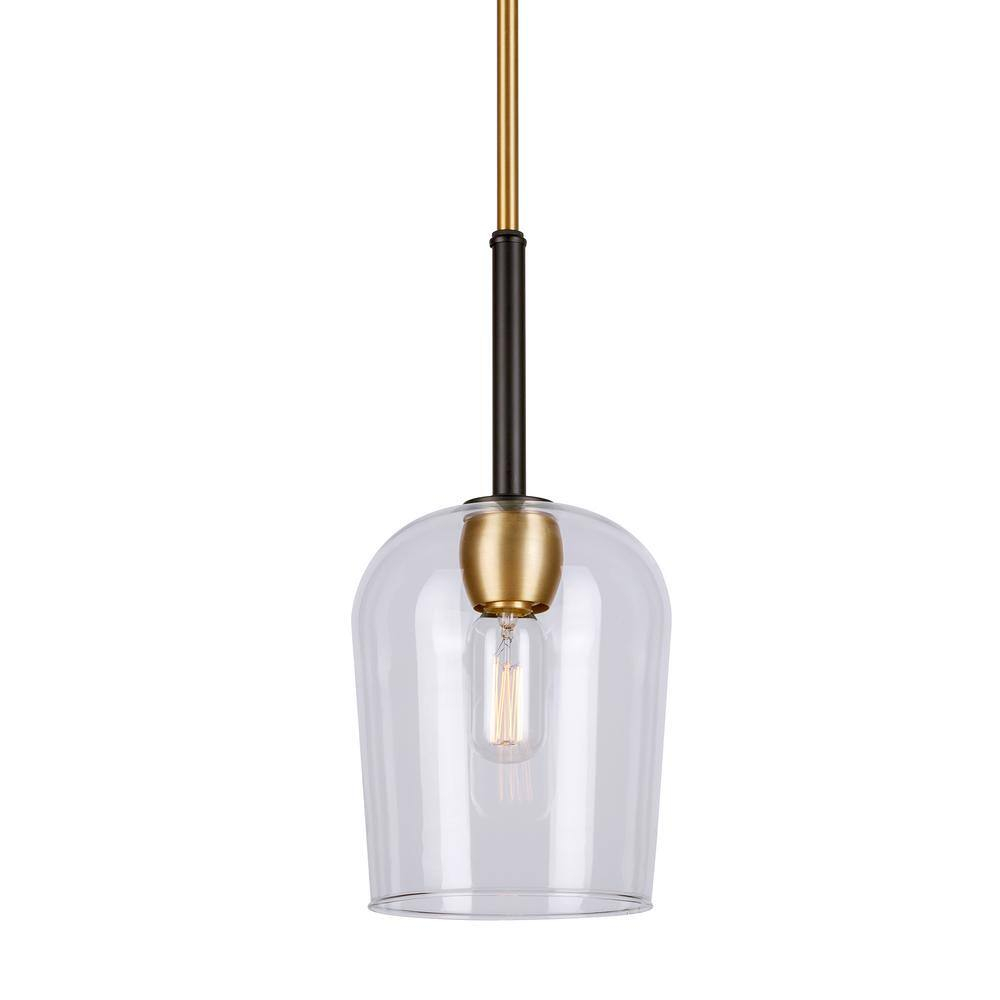 Forte Lighting 2726-01 Palmer 7" Wide Mini Pendant - Black and Soft Gold
