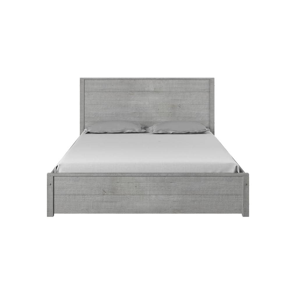 Camaflexi Hampton Solid Wood King Size Bed Frame with Headboard, King Bed with Wood Slat Supports, Driftwood Finish