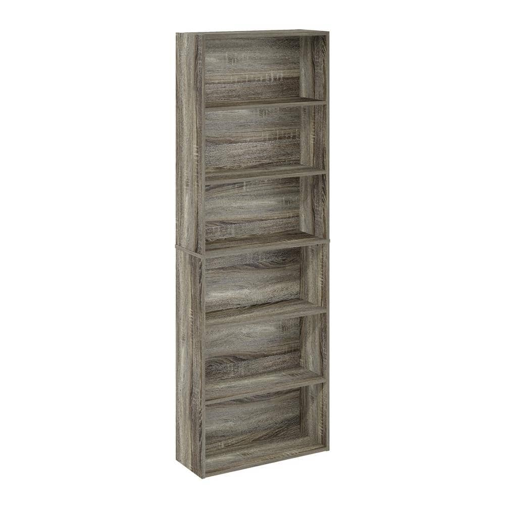 Furinno JAYA Simply Home Free Standing Adjustable 6-Tier Open Storage Bookcase, French Oak