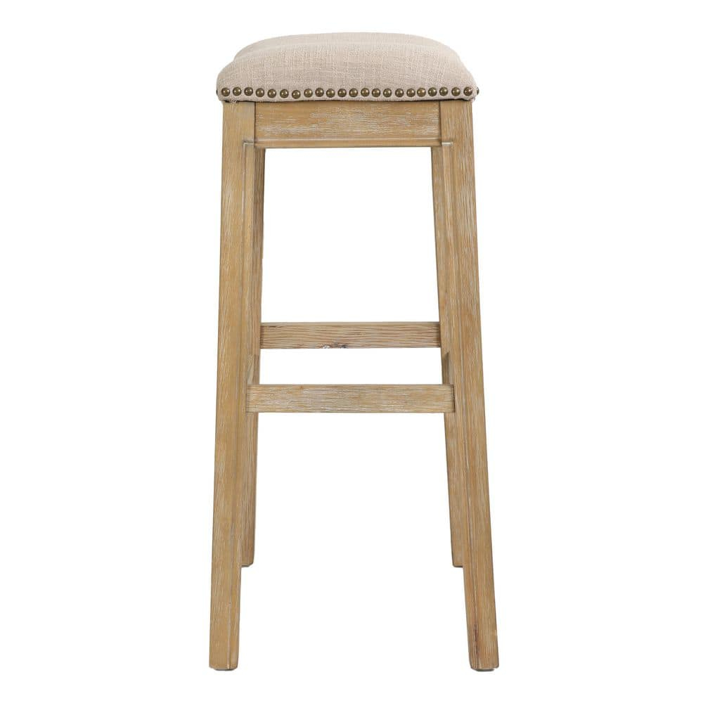New Ridge Home Goods 31" Saddle Bar-Height Stool Natural