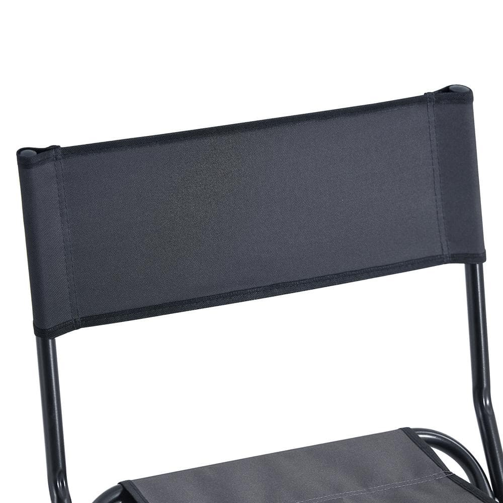 Gray Portable Steel Folding Camping Chair with Storage Bag