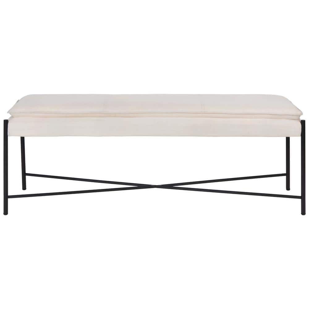 SAFAVIEH Kara Cushioned X Bench Light Beige / Black