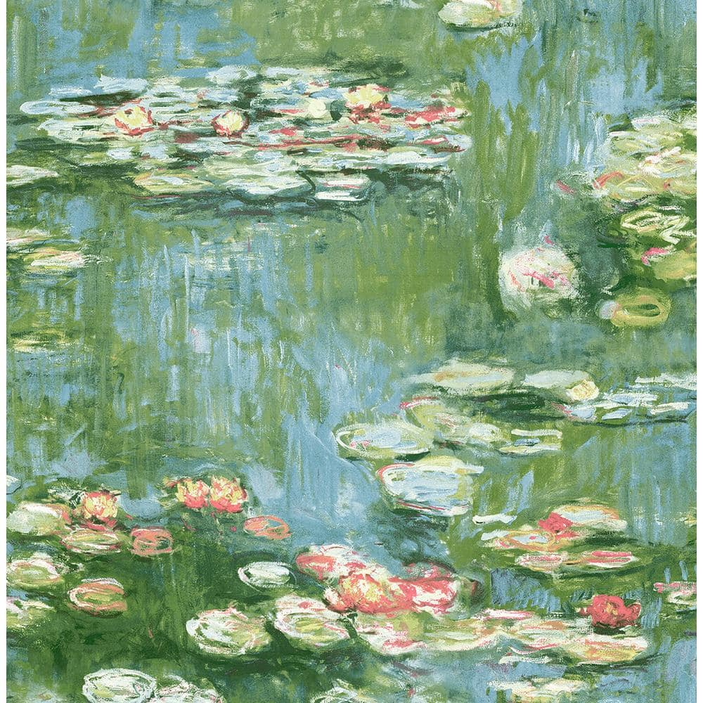 NextWall  Lily Pond Peel and Stick Wallpaper 20.5 in. W x 18 ft. L - Olive & Sky Blue