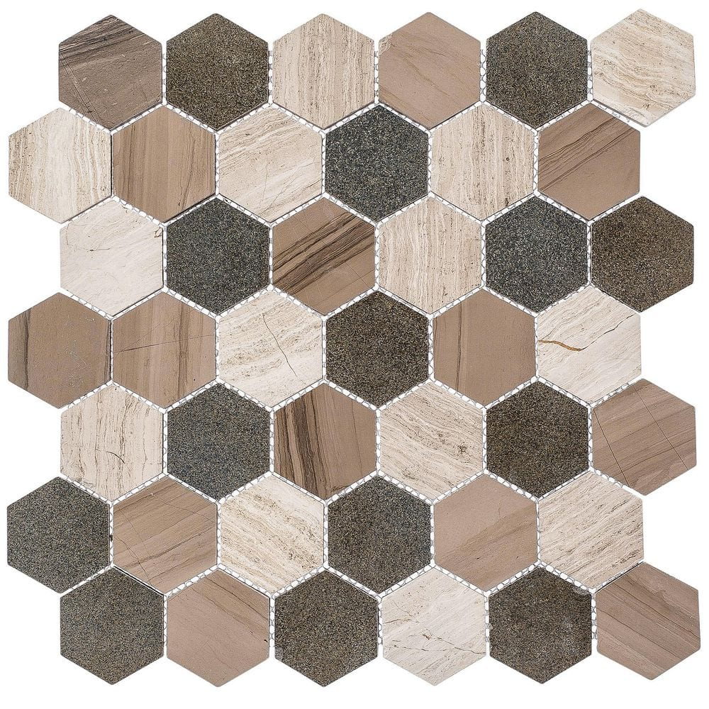 SAMPLE-Channing 2" x 2" Marble Honeycomb Mosaic Floor Use Tile