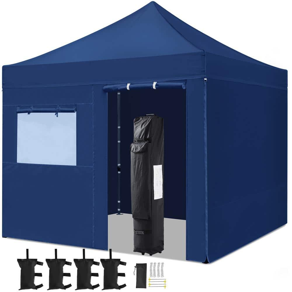 Yaheetech 10x10 Pop Up Commercial Canopy Tent with 4 Removable Sidewalls, Sandbags, Stakes & Ropes, Waterproof Instant Canopies for Wedding Party Commercial Event Pavilion, White