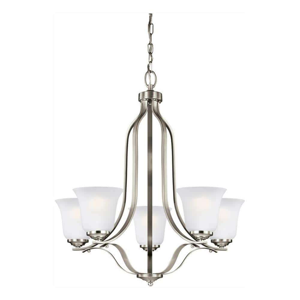 Generation Lighting 3139005EN3-962 Emmons Five - Light Chandelier Hanging Modern Fixture, Brushed Nickel