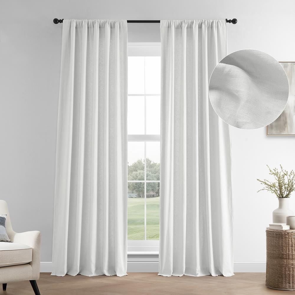 HPD Half Price Drapes French Linen Curtains 108 Inches Long Room Darkening Curtains for Bedroom & Living Room 50 X 108, (1 Panel), Crisp White
