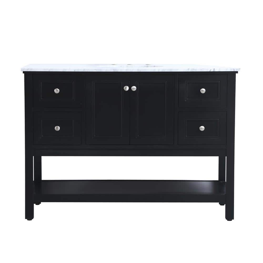 Elegant Decor Metropolis 48" Single Marble Top Bathroom Vanity in Black