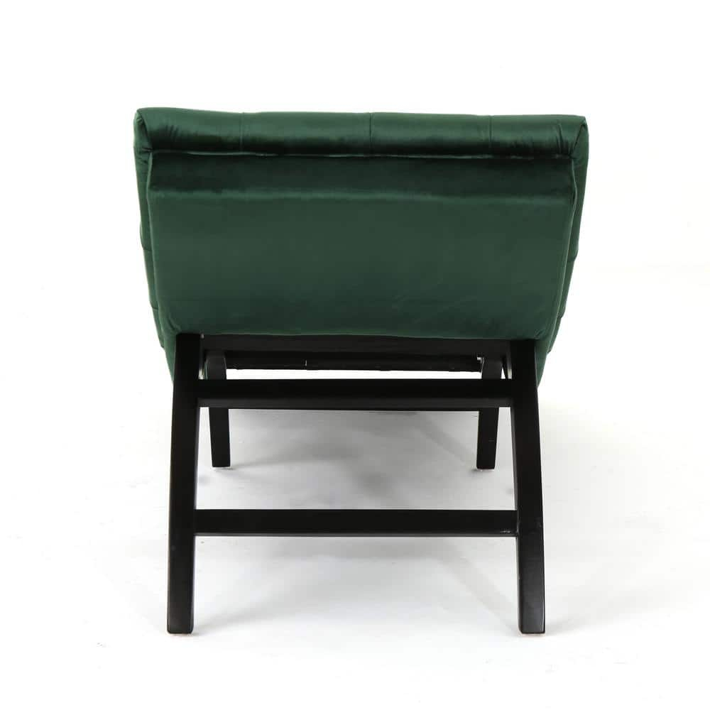Garret Tufted Emerald New Velvet Curved Chaise Lounge