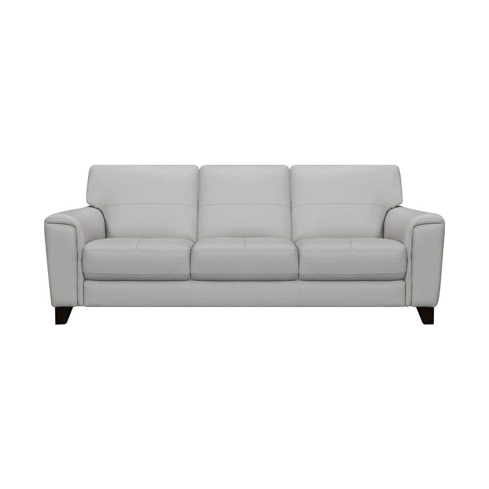 Bergen 87" Dove Gray Genuine Leather Square Arm Sofa