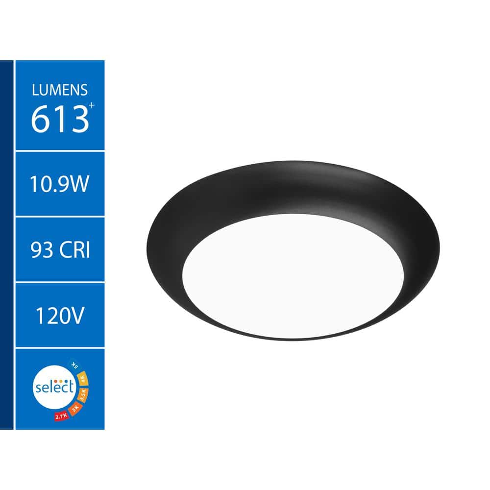 RSD 4-inch Selectable LED Round Surface Mount Downlight - Black Finish