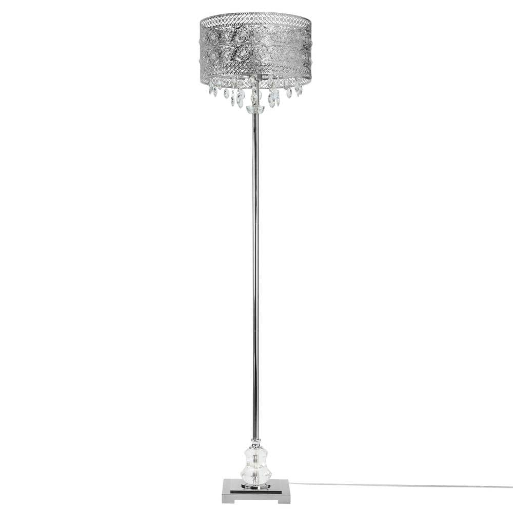 River of Goods Monroe Crystal and Polished Nickel 60.5" Floor Lamp
