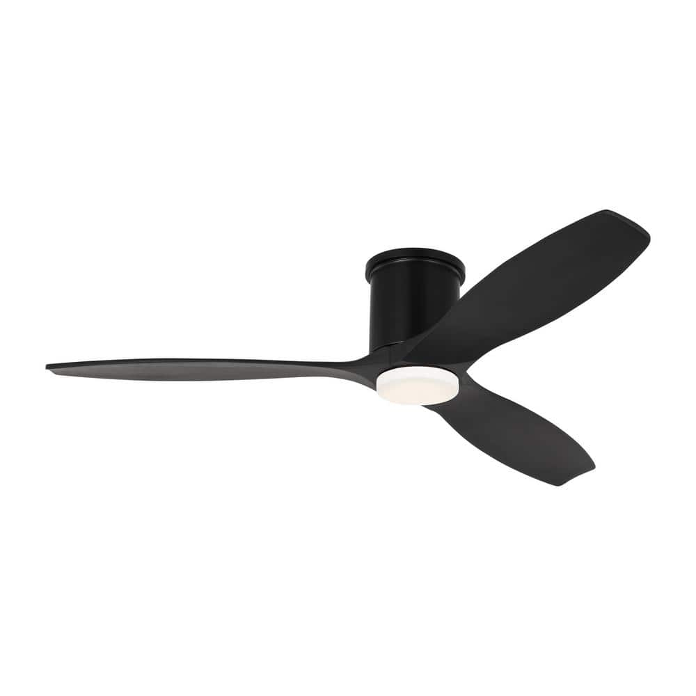Generation Lighting Collins Smart Hugger LED 52-in Integrated LED Flush Mount Smart Midnight Black with Midnight Black Blades Ceiling Fan With Light - Remote Included ( 3 -Blade )