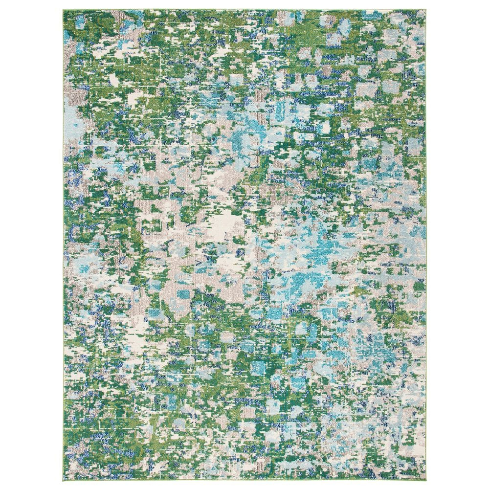 SAFAVIEH Madison Candelario Abstract Polka Dots Area Rug, Green/Turquoise, 10' x 14'