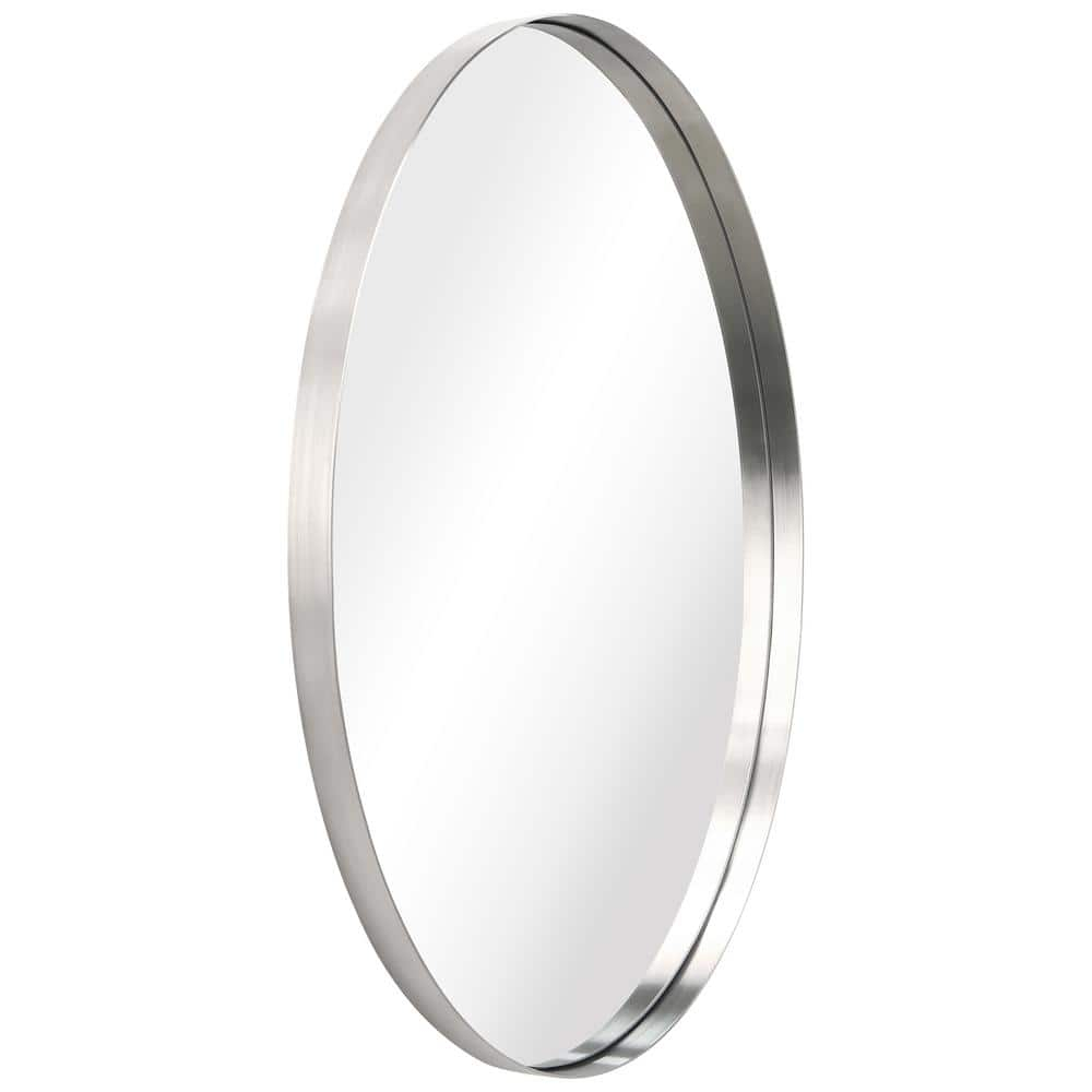 Empire Art Direct Ultra Stainless Steel Oval Wall Mirror- 24"x36" Brushed Silver Silver