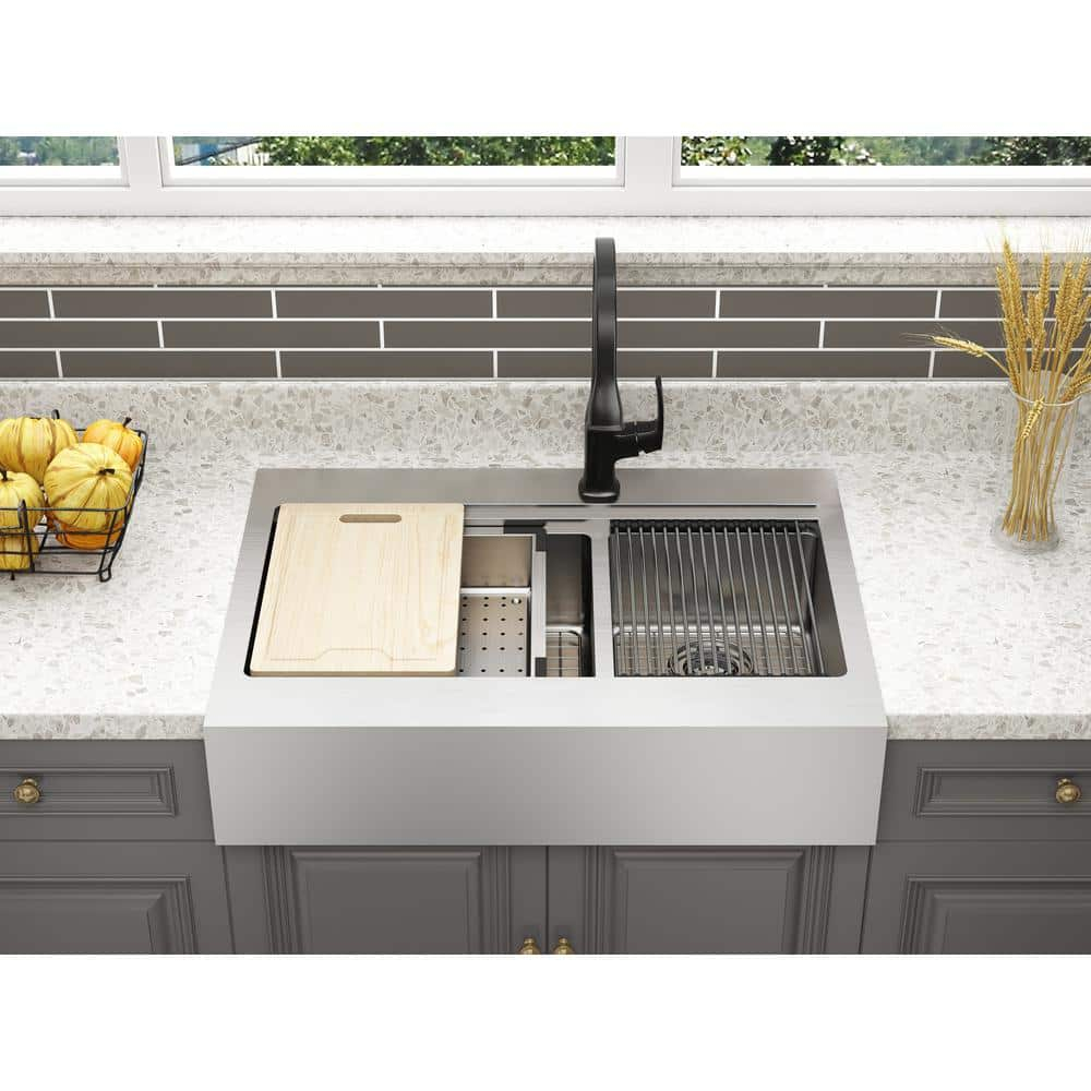 Blanchard 33'' L Dual Mount Double Bowl Stainless Steel Kitchen Sink