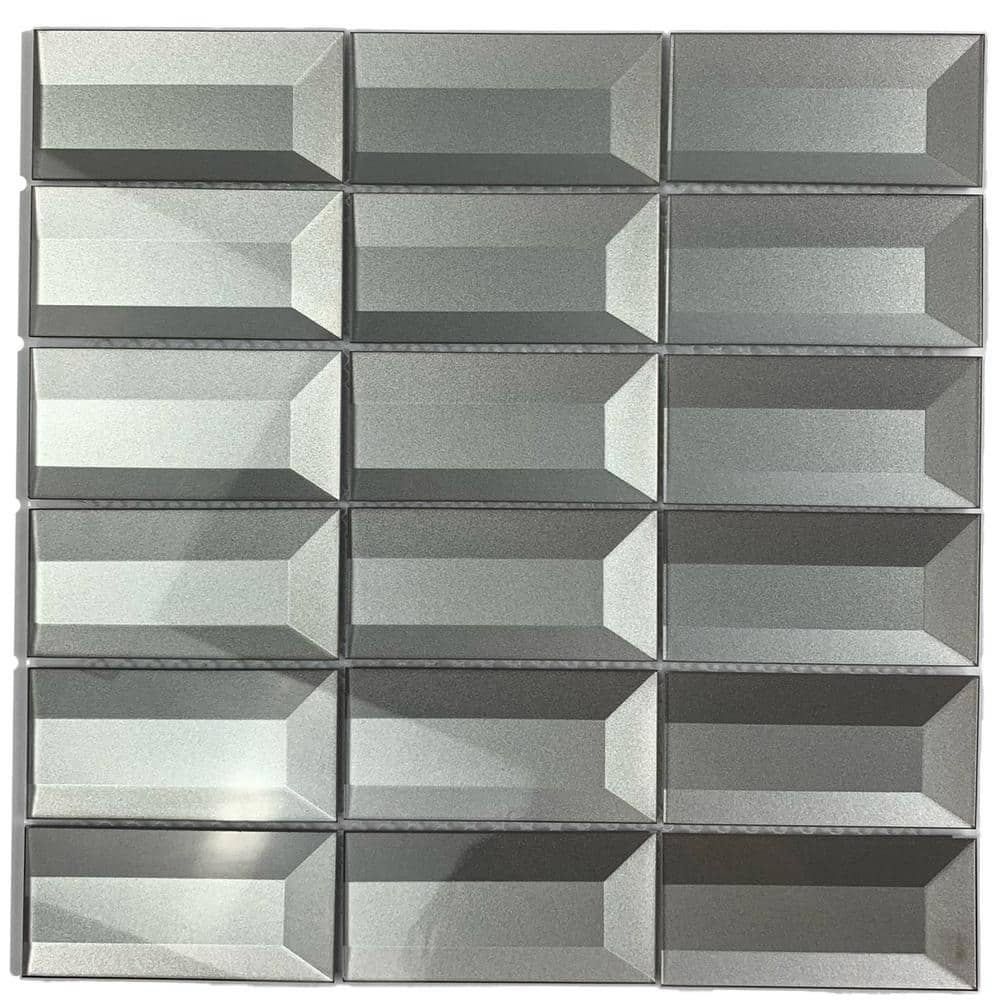 Abolos- Secret Dimensions 3" x 6" Glass Subway Tile in Glossy Dark Gray (14sf, 8pc Per Pack)