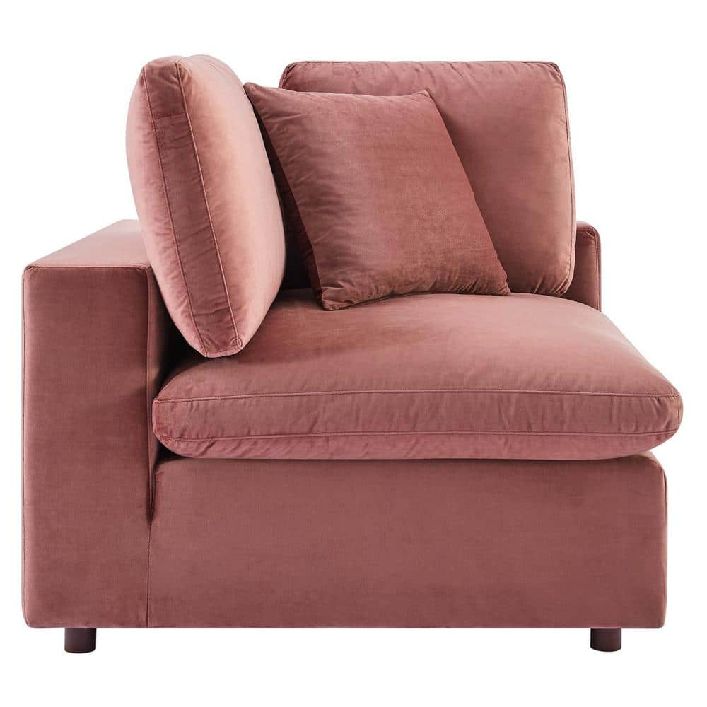 Modway Commix Down Filled Overstuffed Velvet Loveseat in Dusty Rose Pink