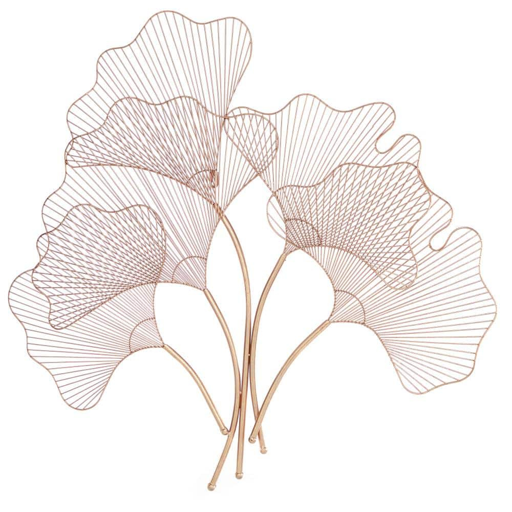 Deco 79 Metal Leaf Home Wall Decor Wall Sculpture with White Accents, Wall Art 25" x 2" x 40", Gold