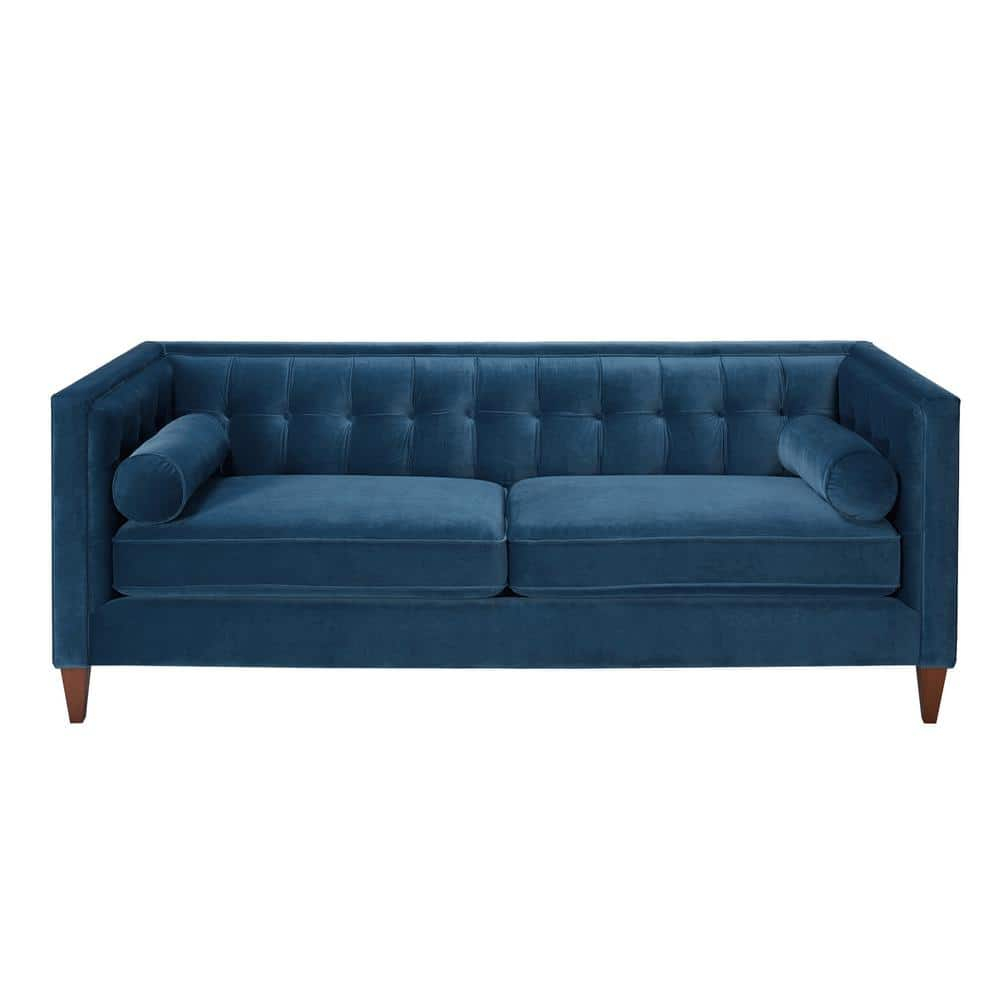 Jack 84" Tufted Tuxedo Sofa Double Cushion Satin Teal