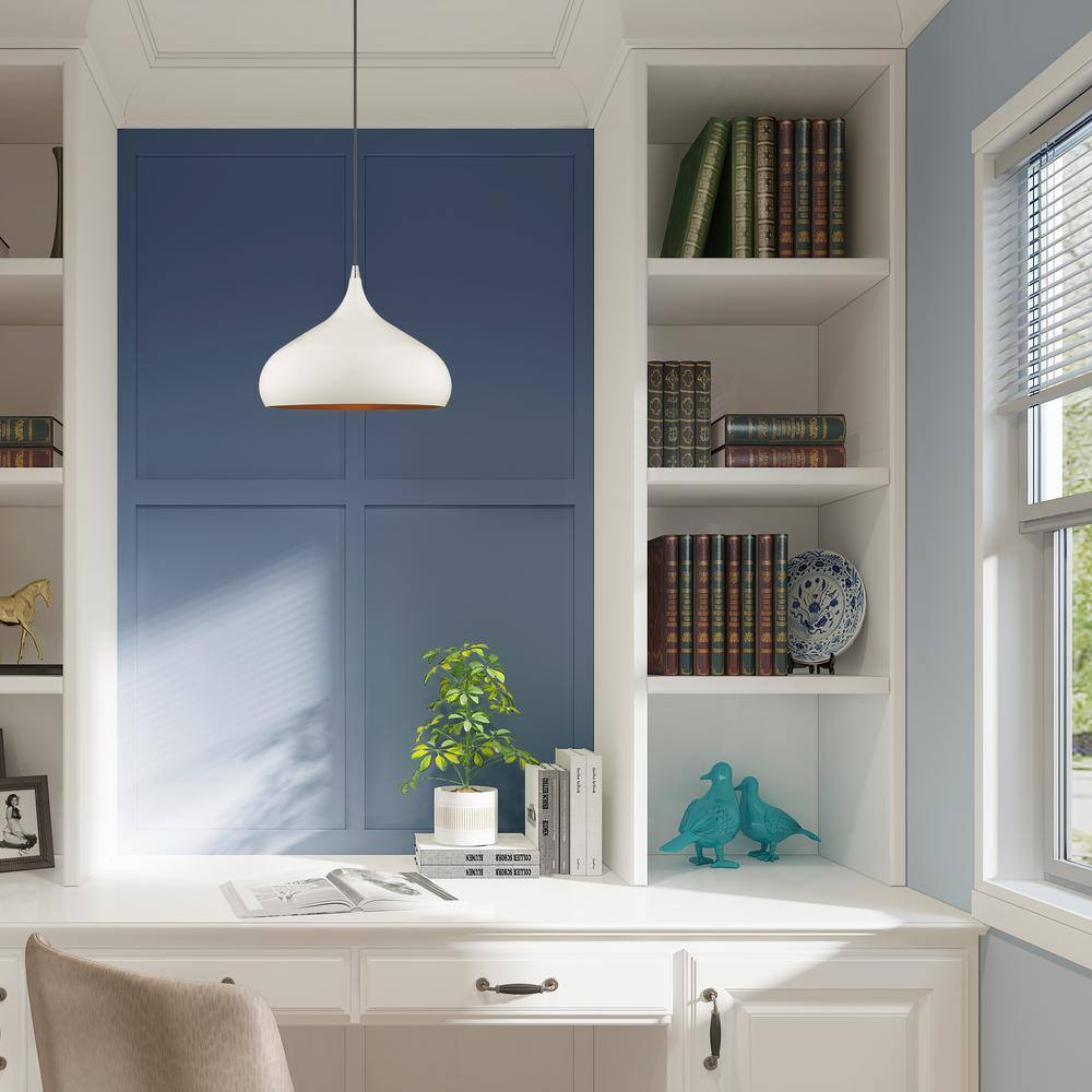 Shiny White and Gold Mini Aluminum Pendant Light
