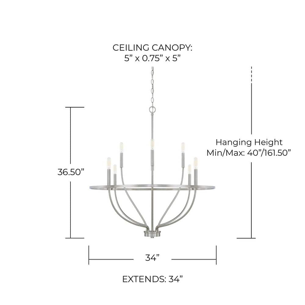 Capital Lighting 428581 Greyson 8 Light 34" Wide Taper Candle Chandelier - Nickel