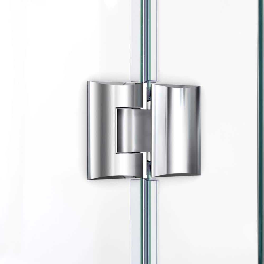 Luxurious Frameless Clear Glass Neo-Angle Shower Enclosure with Bronze Hardware