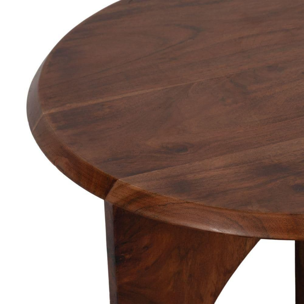 24"H Natural Acacia Wood Simple Pedestal Side Table with Minimalist Design and Ample Display Space for Living Room or Bedroom Decor
