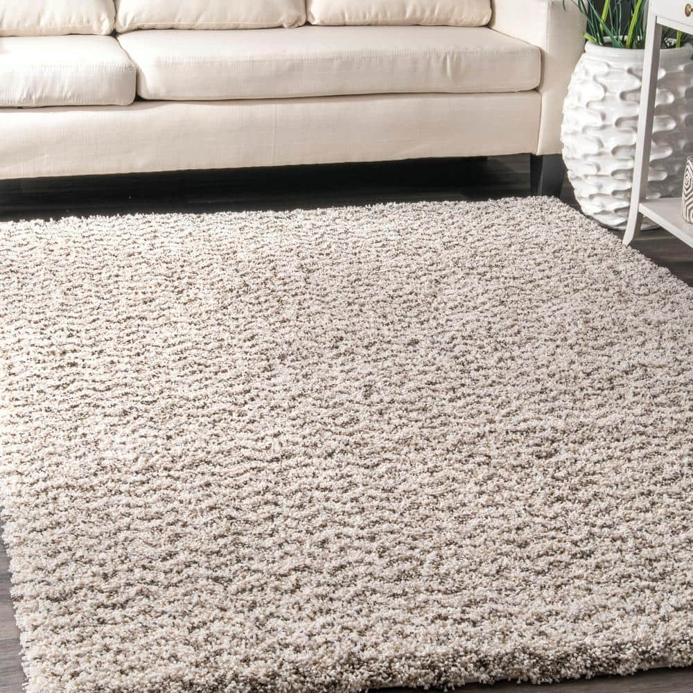 Cuellar Chevron Shag Ivory 9 ft. x 12 ft. Area Rug