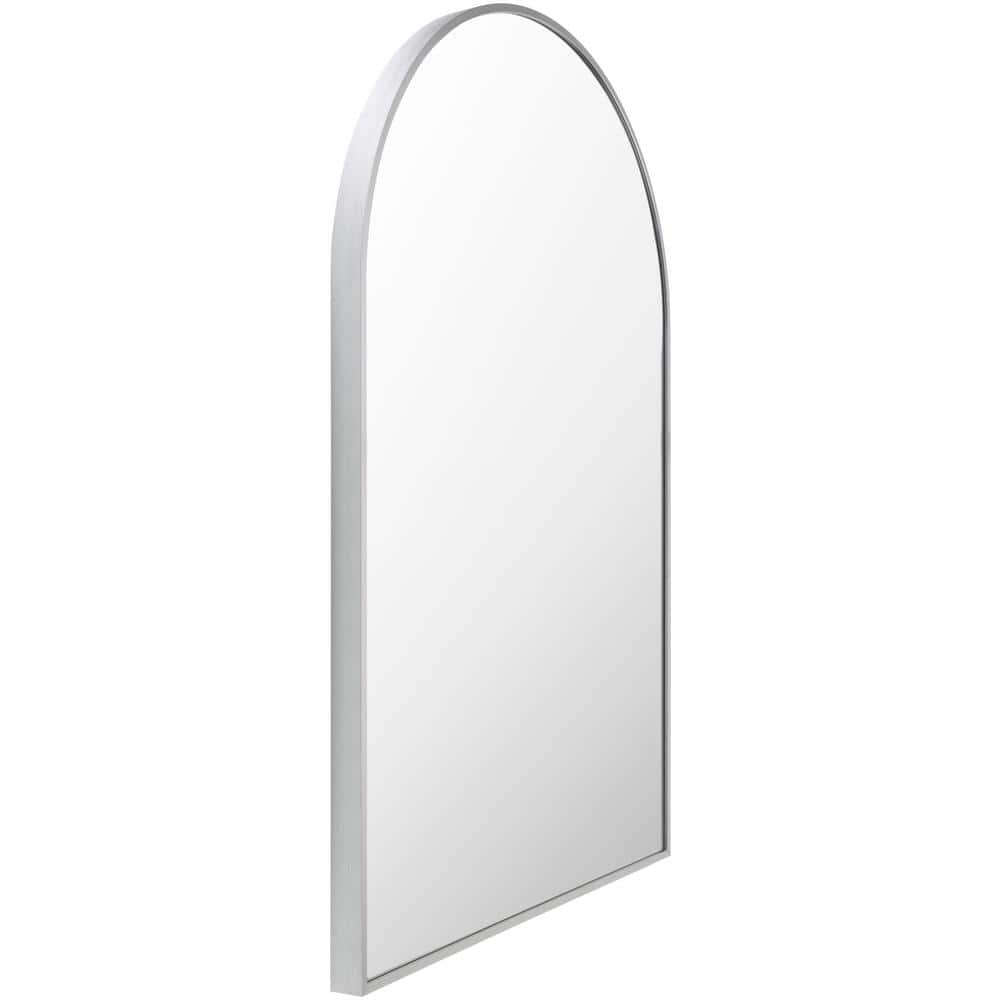 Elegant Arched Wood Frame Mirror in Brushed Silver and Gold
