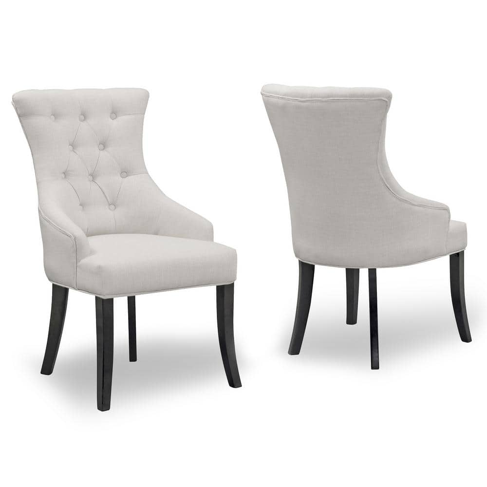 Glamour Home Alei 18.25" Modern Fabric Dining Chairs in Beige (Set of 2)