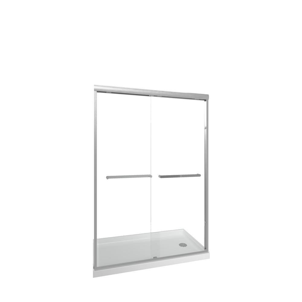 CKB 60 in. L x 32 in. W Right Drain Shower Base, Single Threshold Shower Pan with Slip Resistant Textured Surface, White