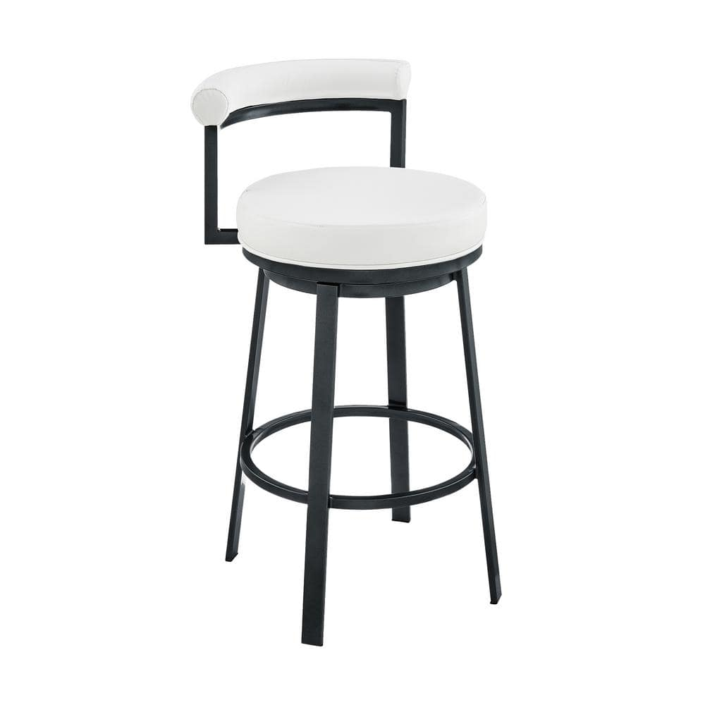 Armen Living Indoor Natya Swivel Counter or Bar Stool in Mocha Finish with Brown Faux Leather