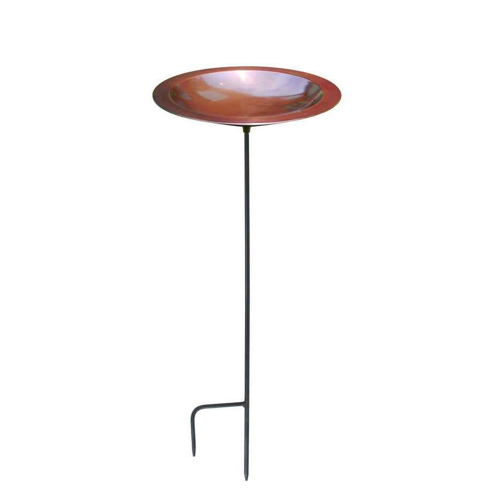 12.75 in. Dia Antique Copper Classic II Birdbath with Stake