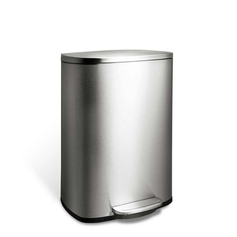 SOT-50-8 Step On Trash Can, Large, Silver