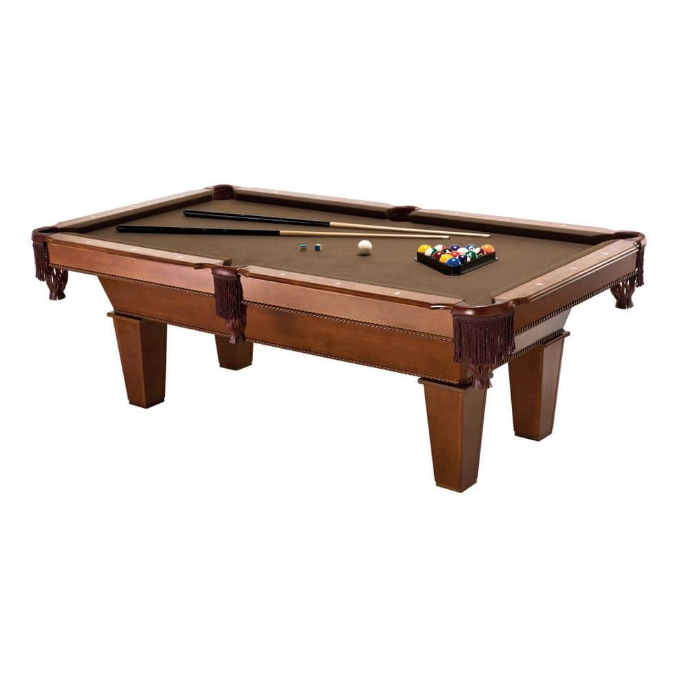 Fat Cat Frisco 7.5' Pool Table with Classic Style Billiard Pockets and Contemporary Straight Legs, Oak Finish with Bronze Colored Cloth Playing Surface