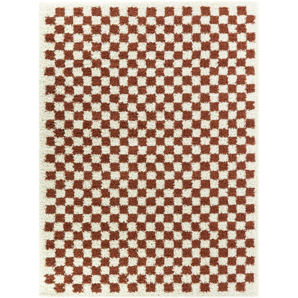 Balta 5 x 7 (ft) Loomed Polypropylene Burnt Orange Rectangular Indoor Geometric Mid-Century Modern Area rug