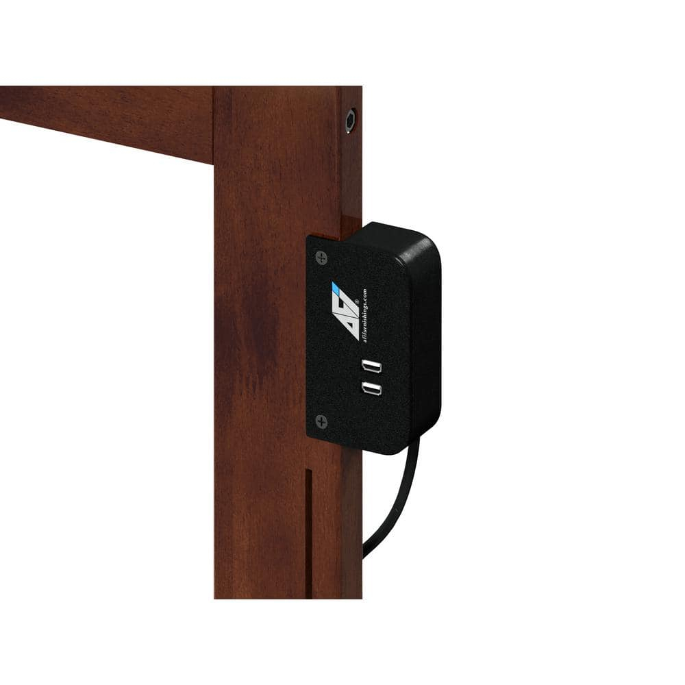 AFI NoHo Modern Solid Wood Queen Bed with Footboard with USB Charger in Walnut