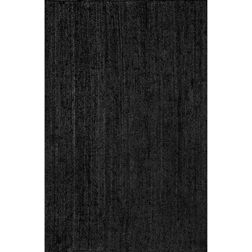 nuLOOM Rigo Hand Woven Farmhouse Jute Area Rug, 9' x 12', Black