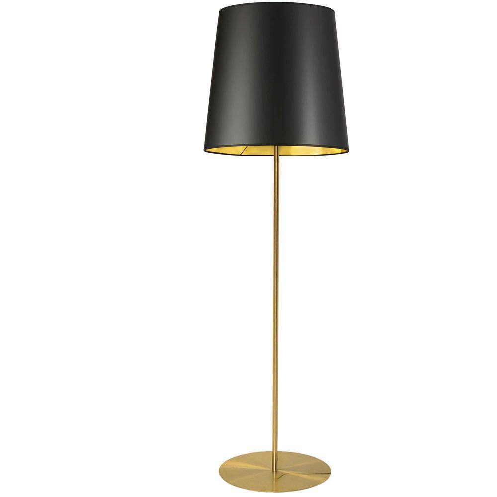Transitional Black and White Free Standing Drum Floor Lamp