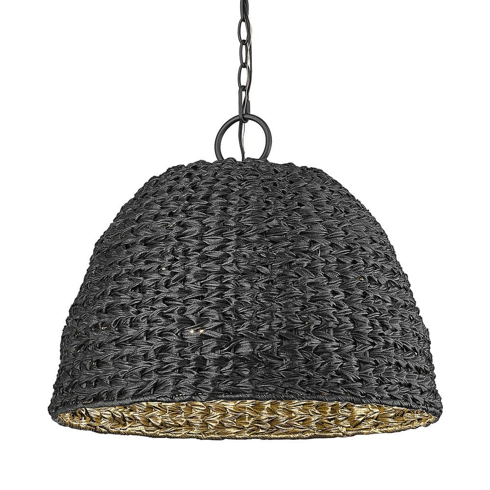 Rue 3-Light Outdoor Pendant in Natural Black with Silken Black Wicker