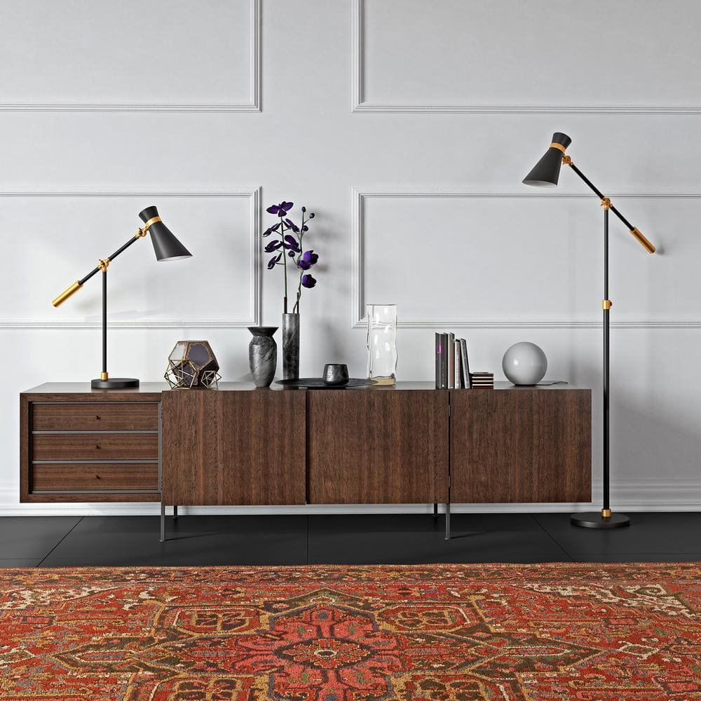 Evelyn&Zoe Industrial Metal Height-Adjustable Two-Tone Floor Lamp