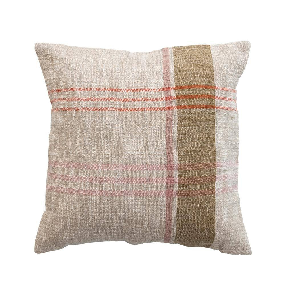 Creative Co-Op Woven Cotton and Linen Plaid Pillow
