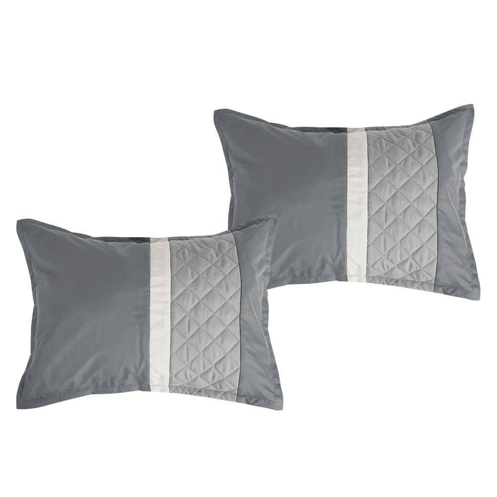 Luxurious King Gray and White Microfiber Bed in a Bag Set