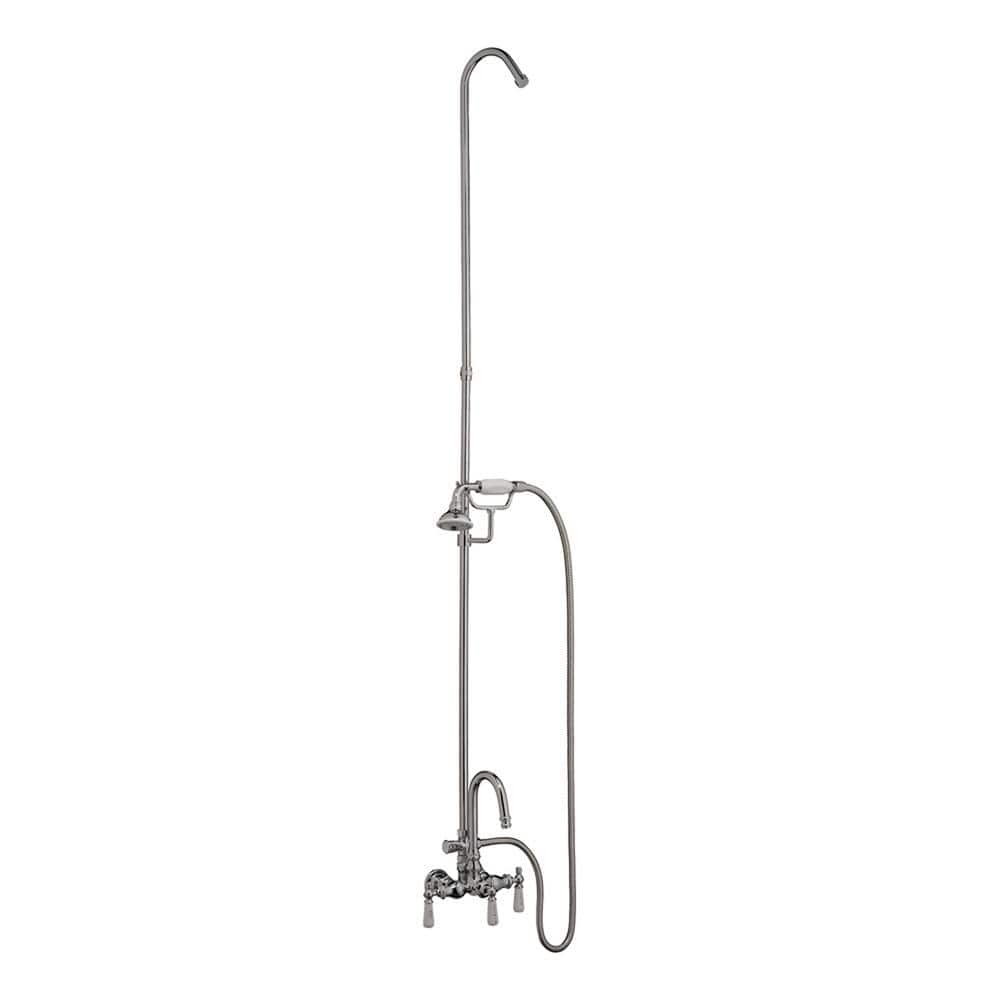 3 Handle Bathroom Clawfoot Tub Faucet with Diverter