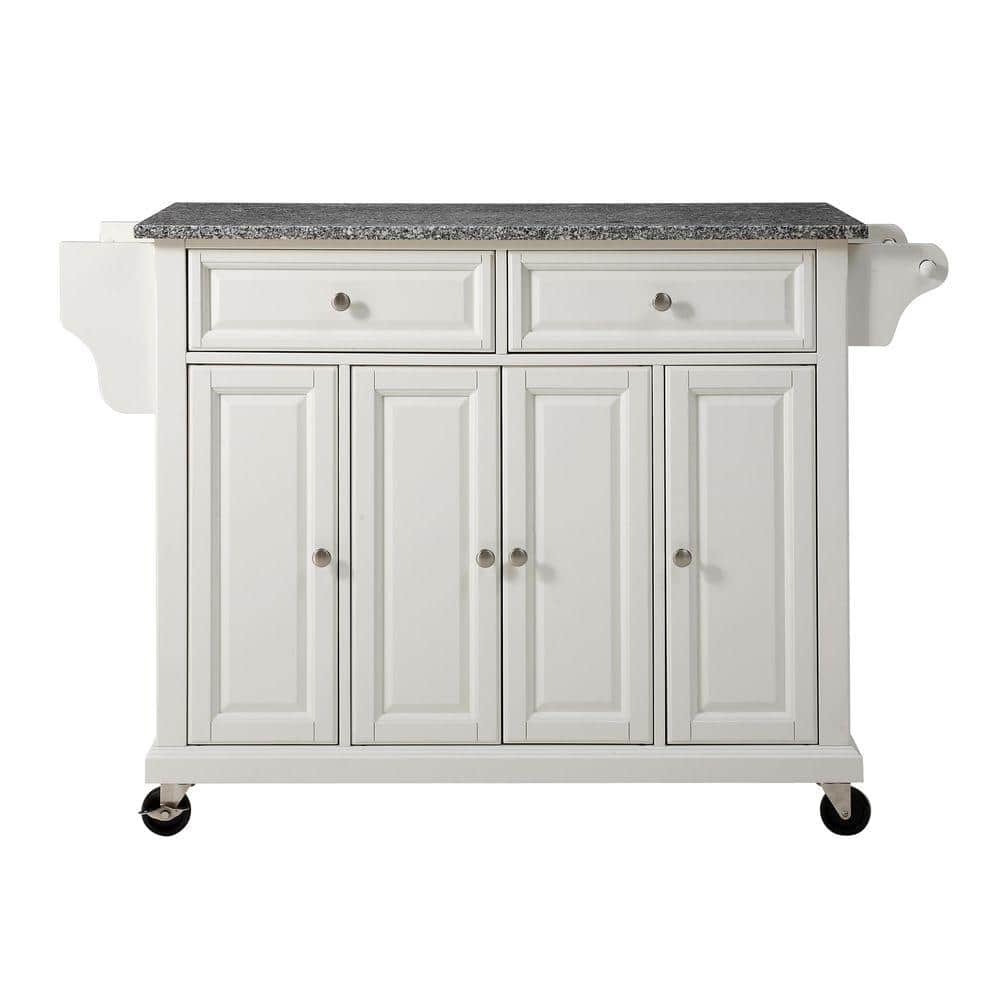 Crosley Furniture Wood/Solid Granite Kitchen Cart in White/Gray