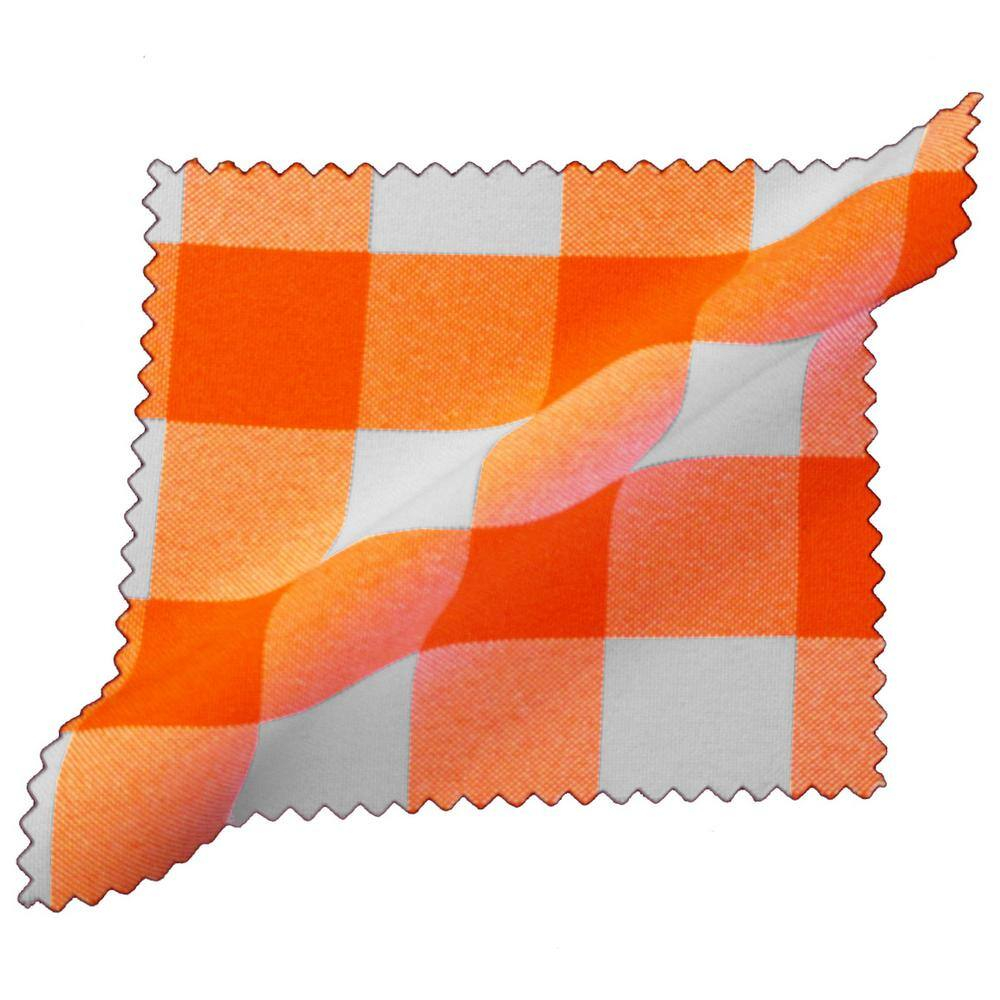 TCcheck90R-OrangeK48 Polyester Gingham Checkered Tablecloth - White & Orange - 90 in. Round