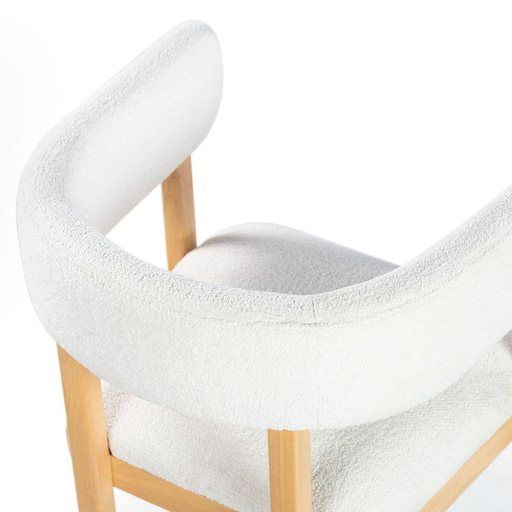 SAFAVIEH Couture Trystan Scandinavian Boucle Solid Dining Chair, Ivory/Natural