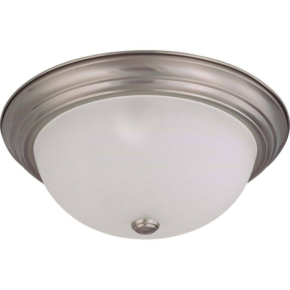 XylehR 60/3263 Flush Mounted Dome Light Fixture, 15", Brushed /Frosted Glass