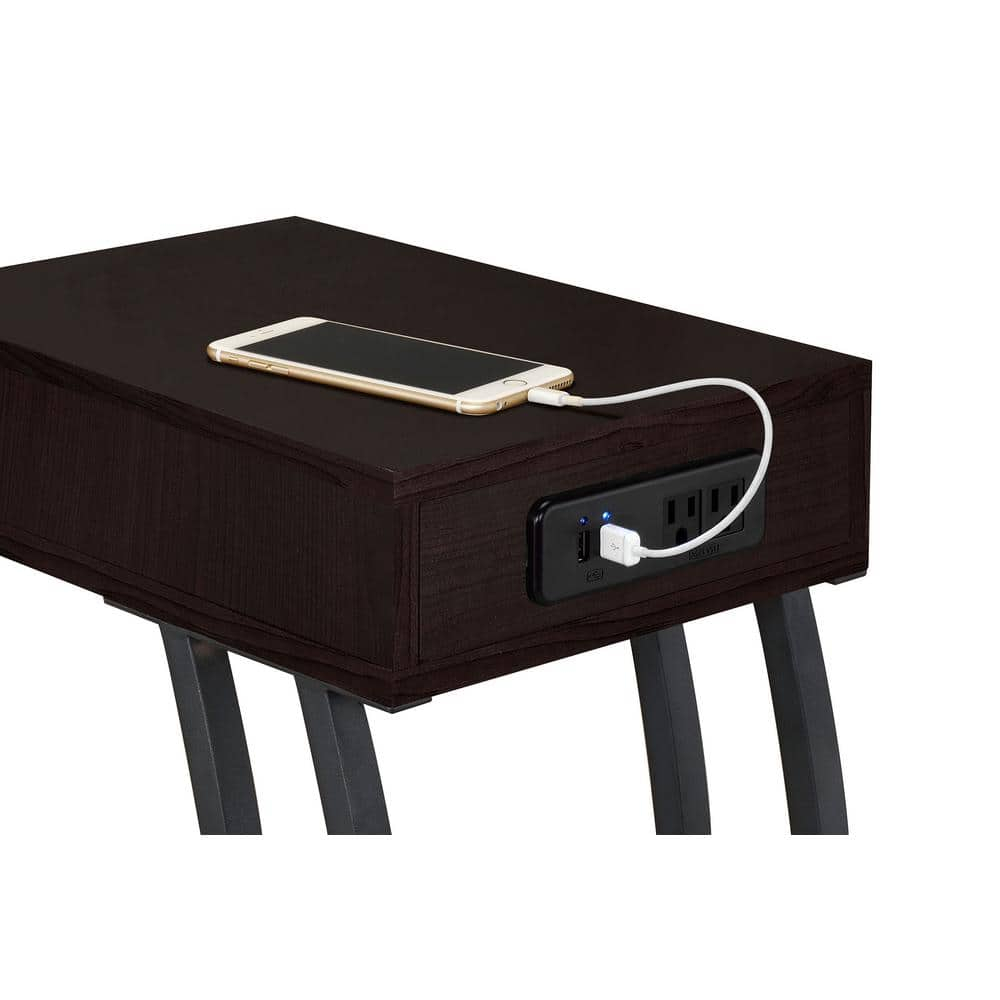Coaster Wood 1-Drawer Accent Table with Charging Ports in Cappuccino